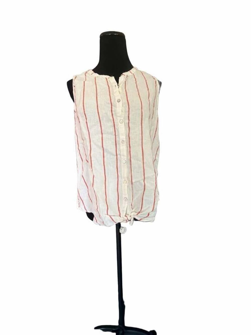 252 C&C California Striped Linen Sleeveless Button Up Size Large